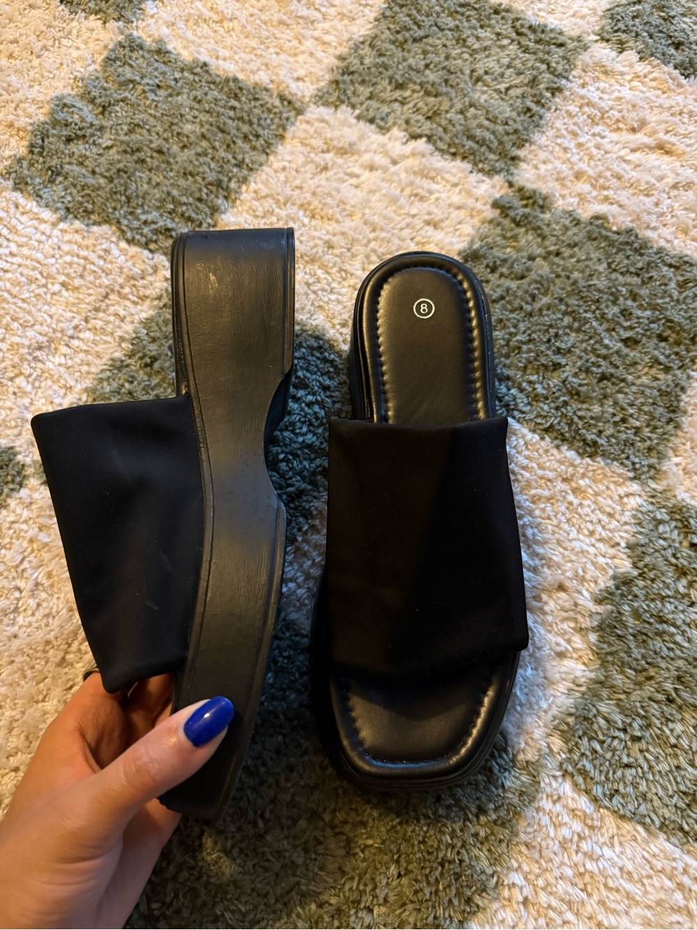 Black Slide Platform Sandals for Women
